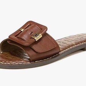 Sam Edelman Granada Buckle Slide Sandals - Bourbon Leather - Size 7.5